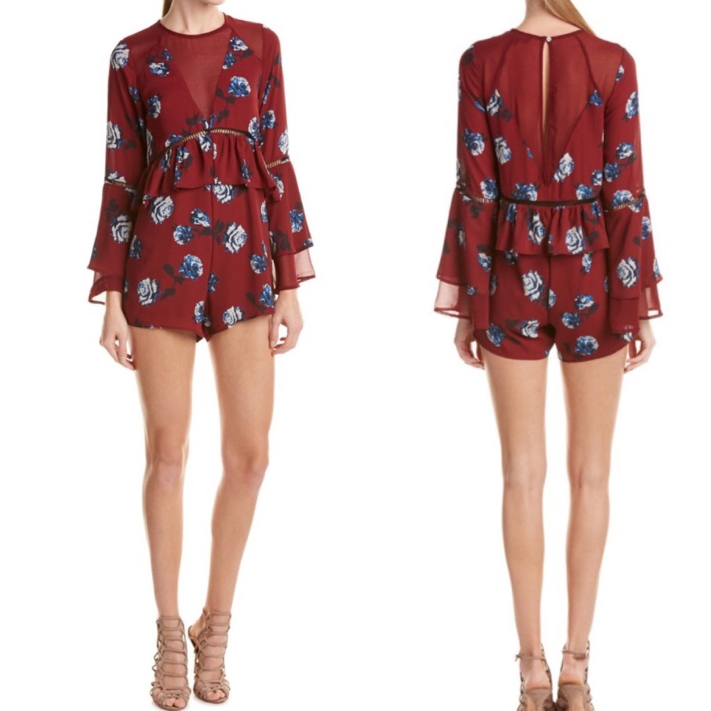 ✔️SOLD✔️4SI3NNA Red Floral Romper FW16